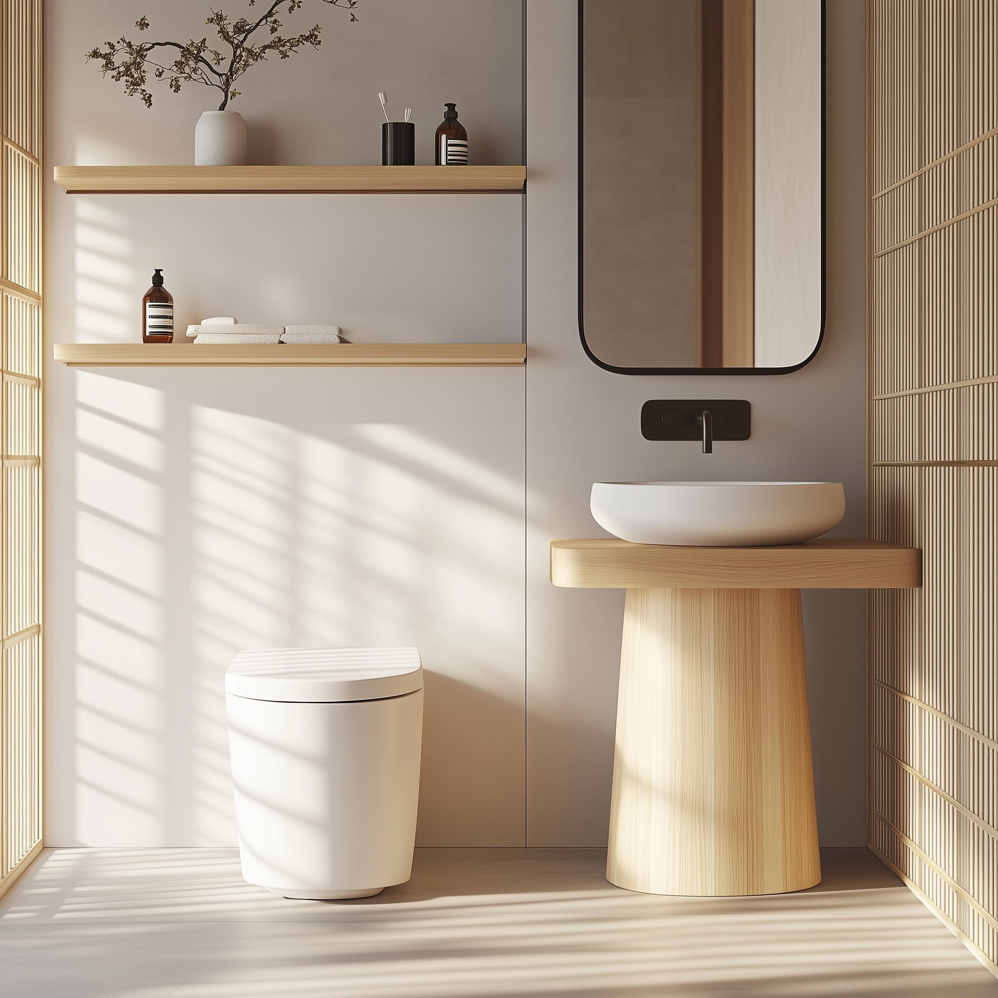 Japandi Powder Room: 10 Inspirations to Create a Tranquil Retreat｜Kitchen Interiors for a More ...